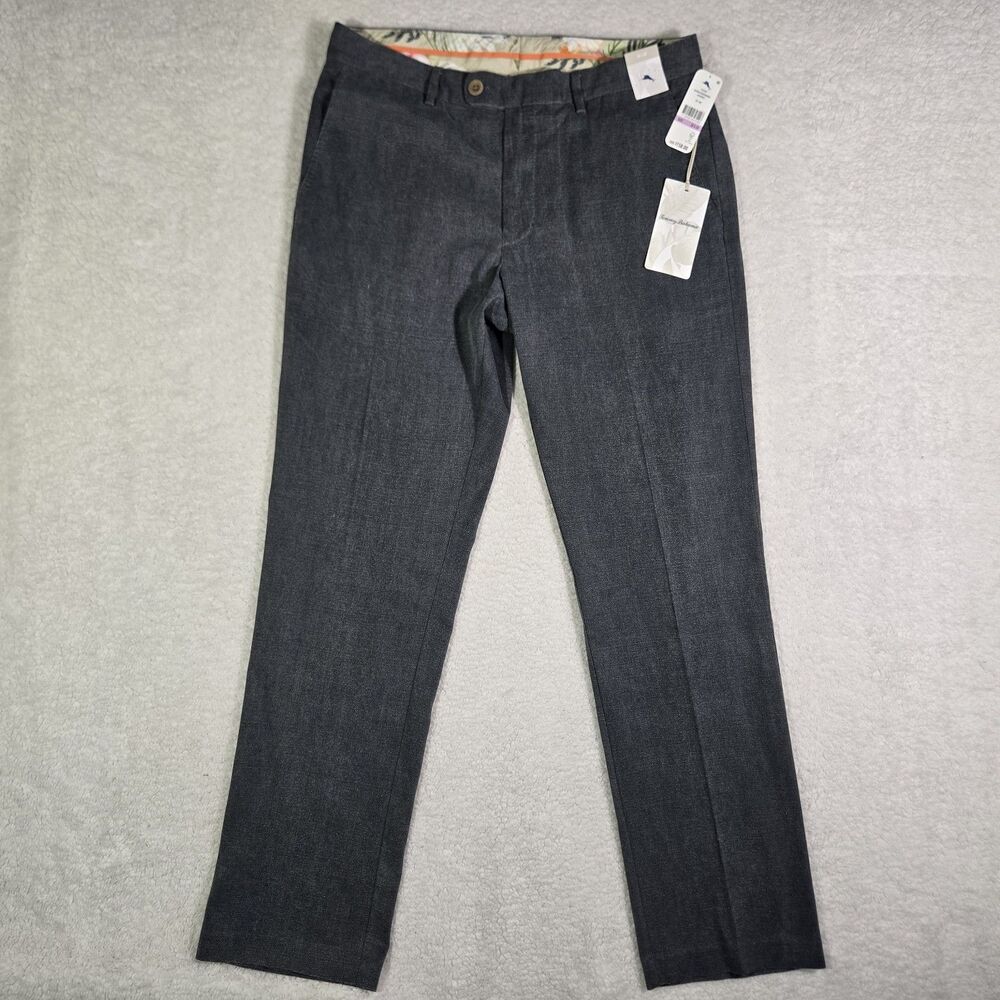 $158 Tommy Bahama‎ Mens 32x32 Ink Havana Herringbone Silk Cotton Pants T122328
